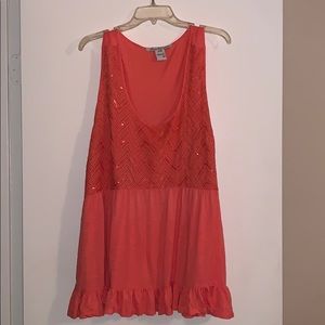 American Rag chevron coral tunic 🥰 EUC